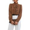 image:imageMakeMeChic Womens Polka Dots Satin Blouse Long Sleeve Silk Tops Button Up Shirts Business Casual OutfitsBrown
