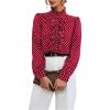 image:imageMakeMeChic Womens Polka Dots Satin Blouse Long Sleeve Silk Tops Button Up Shirts Business Casual OutfitsBurgundy