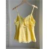 image:imageMAKEMECHIC Womens Lace Button Down Camisole Spaghetti Strap Sleeveless Summer TopsYellow