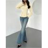 image:imageMAKEMECHIC Womens Pleated Button Down Shirt Long Sleeve Collar Flared Hem Business TopsBeige