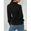 image:imageMAKEMECHIC Womens Pleated Button Down Shirt Long Sleeve Collar Flared Hem Business TopsBlack
