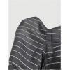 image:imageMakeMeChic Womens 2 in 1 Striped Lantern Long Sleeve Tops V Neck Collared Split Fitted Work BlousesBlack
