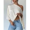 image:imageMakeMeChic Womens Asymmetrical Tops 34 Sleeve Textured Dressy Bussiness Shirts Blouse Top