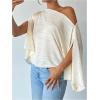 image:imageMakeMeChic Womens Asymmetrical Tops 34 Sleeve Textured Dressy Bussiness Shirts Blouse Top
