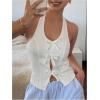 image:imageMakeMeChic Womens Bow Halter Crop Tops Y2k Cut Out Zipper Backless Going Out TopWhite