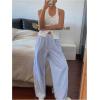 image:imageMakeMeChic Womens Bow Halter Crop Tops Y2k Cut Out Zipper Backless Going Out TopWhite