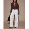 image:imageMakeMeChic Womens Chiffon Deep V Neck Blouse Draped Long Sleeve Business Tops with ScarfBrown