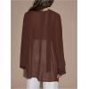 image:imageMakeMeChic Womens Chiffon Deep V Neck Blouse Draped Long Sleeve Business Tops with ScarfBrown