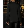 image:imageMakeMeChic Womens Deep V Neck Blouse Satin Tops Long Sleeve Silk Tie Front Belted Going Out TopsBlack