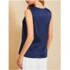 image:imageMakeMeChic Womens Draped Cowl Neck Camisole Silk Satin Tank Tops Office Work Shirt Summer BlouseBlue a