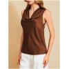 image:imageMakeMeChic Womens Draped Cowl Neck Camisole Silk Satin Tank Tops Office Work Shirt Summer BlouseBrown B
