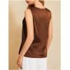 image:imageMakeMeChic Womens Draped Cowl Neck Camisole Silk Satin Tank Tops Office Work Shirt Summer BlouseBrown B