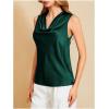 image:imageMakeMeChic Womens Draped Cowl Neck Camisole Silk Satin Tank Tops Office Work Shirt Summer BlouseDark Green a