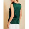 image:imageMakeMeChic Womens Draped Cowl Neck Camisole Silk Satin Tank Tops Office Work Shirt Summer BlouseDark Green a