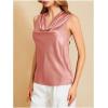 image:imageMakeMeChic Womens Draped Cowl Neck Camisole Silk Satin Tank Tops Office Work Shirt Summer BlouseDusty Pink a