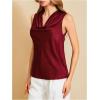 image:imageMakeMeChic Womens Draped Cowl Neck Camisole Silk Satin Tank Tops Office Work Shirt Summer BlouseRed a