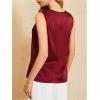 image:imageMakeMeChic Womens Draped Cowl Neck Camisole Silk Satin Tank Tops Office Work Shirt Summer BlouseRed a