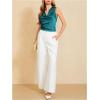 image:imageMakeMeChic Womens Draped Cowl Neck Camisole Silk Satin Tank Tops Office Work Shirt Summer BlouseTeal Blue