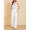 image:imageMakeMeChic Womens Draped Cowl Neck Camisole Silk Satin Tank Tops Office Work Shirt Summer BlouseWhite a