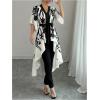 image:imageMakeMeChic Womens Floral Bell Sleeve Blouse V Neck High Low Tie Front Work Dressy TopsMulticolor Short Sleeve
