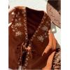 image:imageMakeMeChic Womens Floral Suede Vest Outerwear Sleeveless Tie V Neck Cowgirl Boho Jacket
