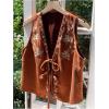 image:imageMakeMeChic Womens Floral Suede Vest Outerwear Sleeveless Tie V Neck Cowgirl Boho Jacket