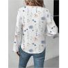 image:imageMakeMeChic Womens Floral V Neck Blouse Lantern Sleeve Business Work ShirtsMulticolor