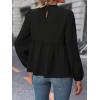 image:imageMakeMeChic Womens Lantern Sleeve Blouse Frill Trim Ruffle Hem Flared Casual Dressy Shirt TopsBlack