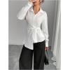 image:imageMakeMeChic Womens Long Sleeve Button Down Shirt Tie Side Dressy Business Blouse TopsWhite