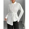 image:imageMakeMeChic Womens Long Sleeve Button Down Shirt Tie Side Dressy Business Blouse TopsWhite