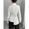 image:imageMakeMeChic Womens Long Sleeve Button Down Shirt Tie Side Dressy Business Blouse TopsWhite