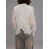 image:imageMakeMeChic Womens Long Sleeve Chiffon Mesh Blouse Ruffle Trim Tie Boho Crop Fairy TopsApricot