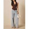 image:imageMakeMeChic Womens Old Money Vest Tops Wrap V Neck Blouse Sleeveless Tie Back Elegant Office ShirtCoffee Brown