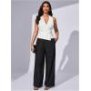 image:imageMakeMeChic Womens Old Money Vest Tops Wrap V Neck Blouse Sleeveless Tie Back Elegant Office ShirtWhite