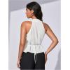 image:imageMakeMeChic Womens Old Money Vest Tops Wrap V Neck Blouse Sleeveless Tie Back Elegant Office ShirtWhite