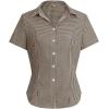 image:imageMakeMeChic Womens Plaid Collared Button Down Shirt Short Sleeve Vintage Blouse TopsCoffee Brown