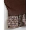 image:imageMakeMeChic Womens Plaid Shirts Long Sleeve Collared Button Down 2 in 1 Rib Knit BlouseBrown
