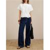 image:imageMakeMeChic Womens Pleated Ruffle Blouse Top Summer Crewneck Short Sleeve Dressy Shirt TopsWhite
