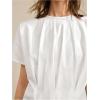 image:imageMakeMeChic Womens Pleated Ruffle Blouse Top Summer Crewneck Short Sleeve Dressy Shirt TopsWhite