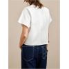 image:imageMakeMeChic Womens Pleated Ruffle Blouse Top Summer Crewneck Short Sleeve Dressy Shirt TopsWhite