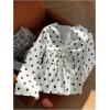 image:imageMakeMeChic Womens Polka Dots Bell Sleeve Blouse Tie Front V Neck Shirred Shirt TopsWhite