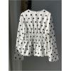 image:imageMakeMeChic Womens Polka Dots Bell Sleeve Blouse Tie Front V Neck Shirred Shirt TopsWhite
