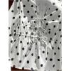 image:imageMakeMeChic Womens Polka Dots Bell Sleeve Blouse Tie Front V Neck Shirred Shirt TopsWhite