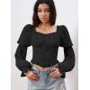 image:imageMakeMeChic Womens Renaissance Pirate Costume Corset Tops Puff Long Sleeve Ruched Bust Ruffled Peplum Peasant BlouseBlack