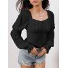 image:imageMakeMeChic Womens Renaissance Pirate Costume Corset Tops Puff Long Sleeve Ruched Bust Ruffled Peplum Peasant BlouseBlack