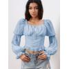 image:imageMakeMeChic Womens Renaissance Pirate Costume Corset Tops Puff Long Sleeve Ruched Bust Ruffled Peplum Peasant BlouseLight Blue