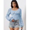 image:imageMakeMeChic Womens Renaissance Pirate Costume Corset Tops Puff Long Sleeve Ruched Bust Ruffled Peplum Peasant BlouseLight Blue