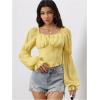image:imageMakeMeChic Womens Renaissance Pirate Costume Corset Tops Puff Long Sleeve Ruched Bust Ruffled Peplum Peasant BlouseLight Yellow