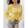 image:imageMakeMeChic Womens Renaissance Pirate Costume Corset Tops Puff Long Sleeve Ruched Bust Ruffled Peplum Peasant BlouseLight Yellow