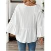 image:imageMakeMeChic Womens Ruffle 34 Sleeve Blouse V Neck Peplum Boho Shirt TopsWhite